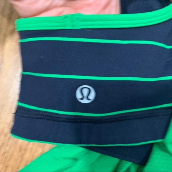 Lululemon Athletica No Limits 2 in 1 Green and Navy Stripe Strappy Tank Top - Picture 9 of 9
